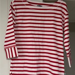 Red and White Boxy 3/4 Sleeve Tee